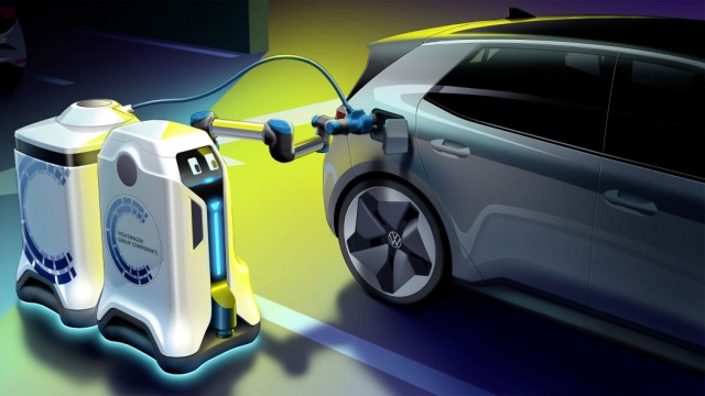 Автономные роботы - еще одно видение того, как могла бы выглядеть гипотетическая автоматизированная инфраструктура электромобилей VW